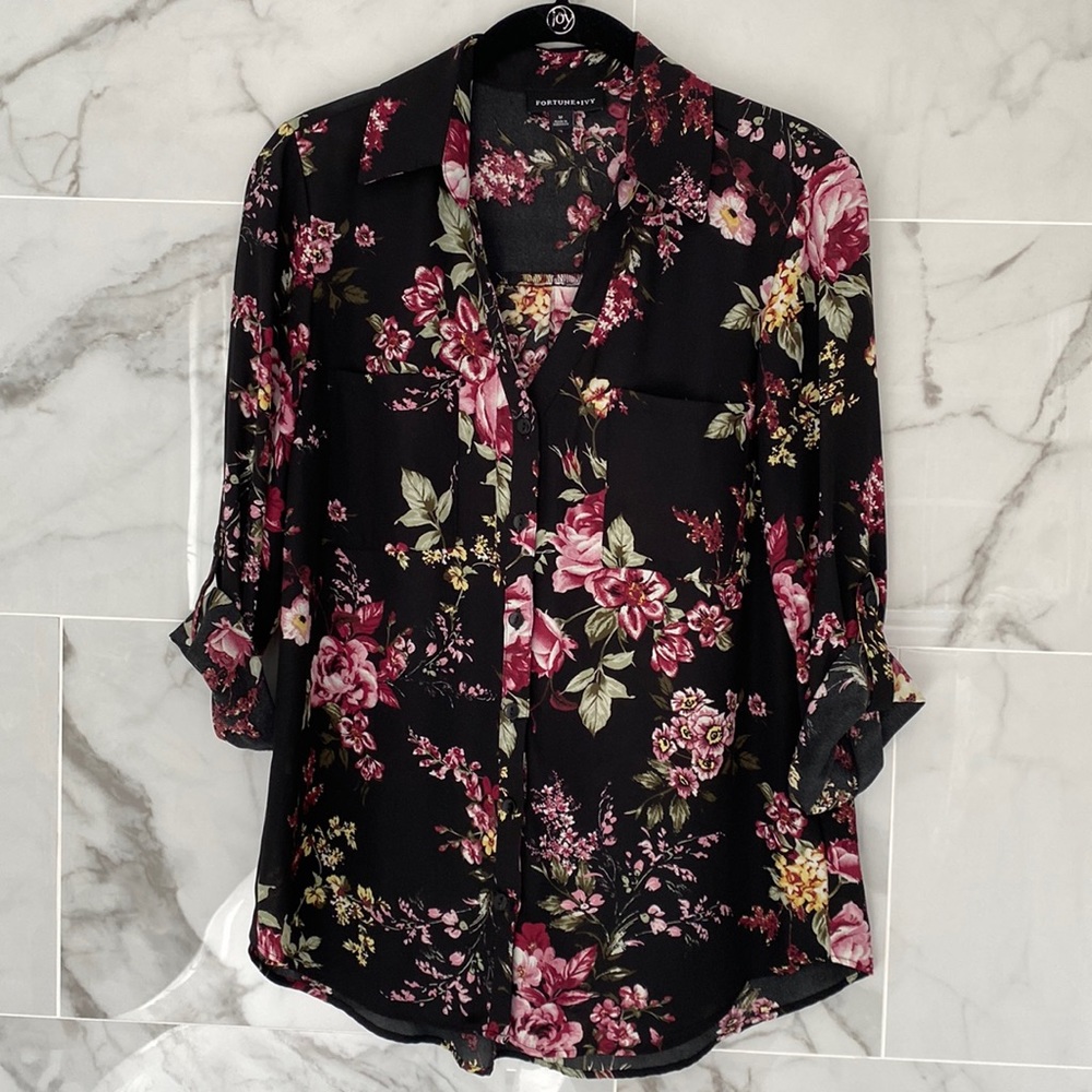 Fortune & Ivy Floral Button Down